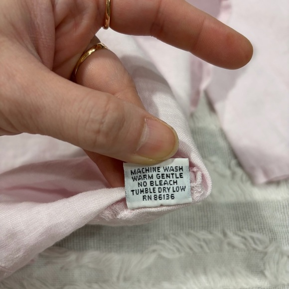 Women’s Pink 3/4 Sleeved Blouse Shirt Top 100% Linen Made USA PtP 23” Lagenlook - Picture 9 of 12